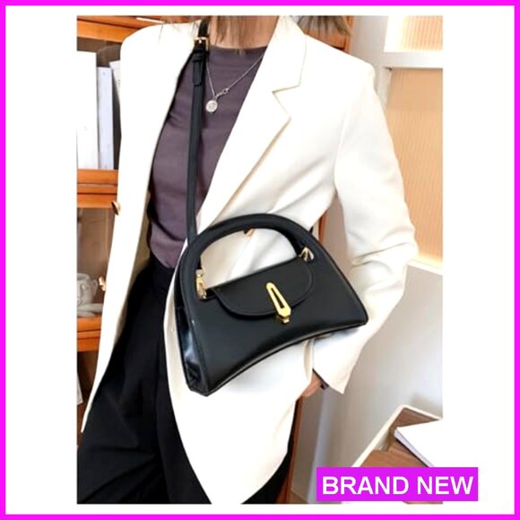 Faux Leather Clutch Crossbody Bag Evening Wedding Party Purse - Picture 4 of 6